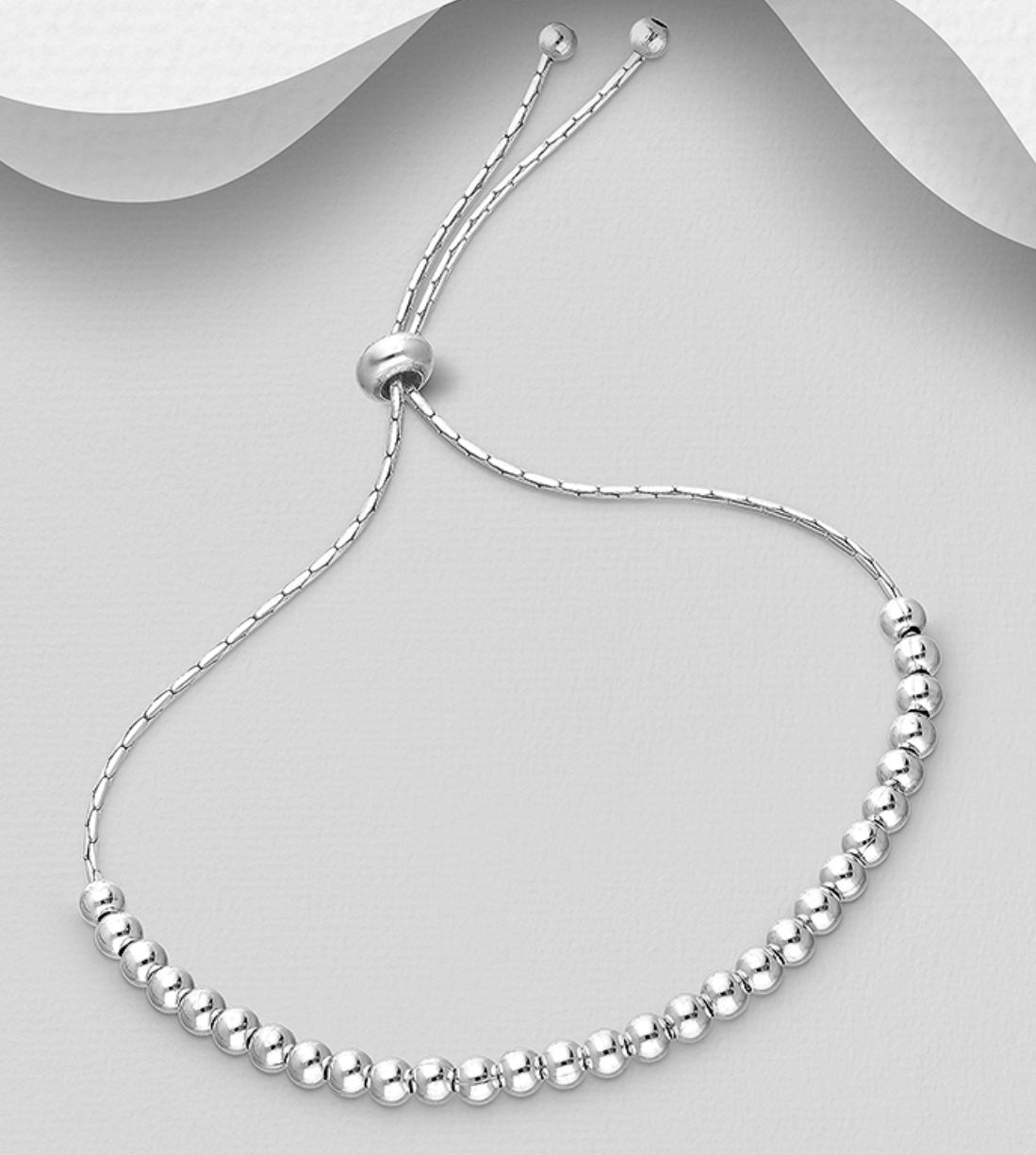 Sterling Silver Ball Adjustable Bracelet