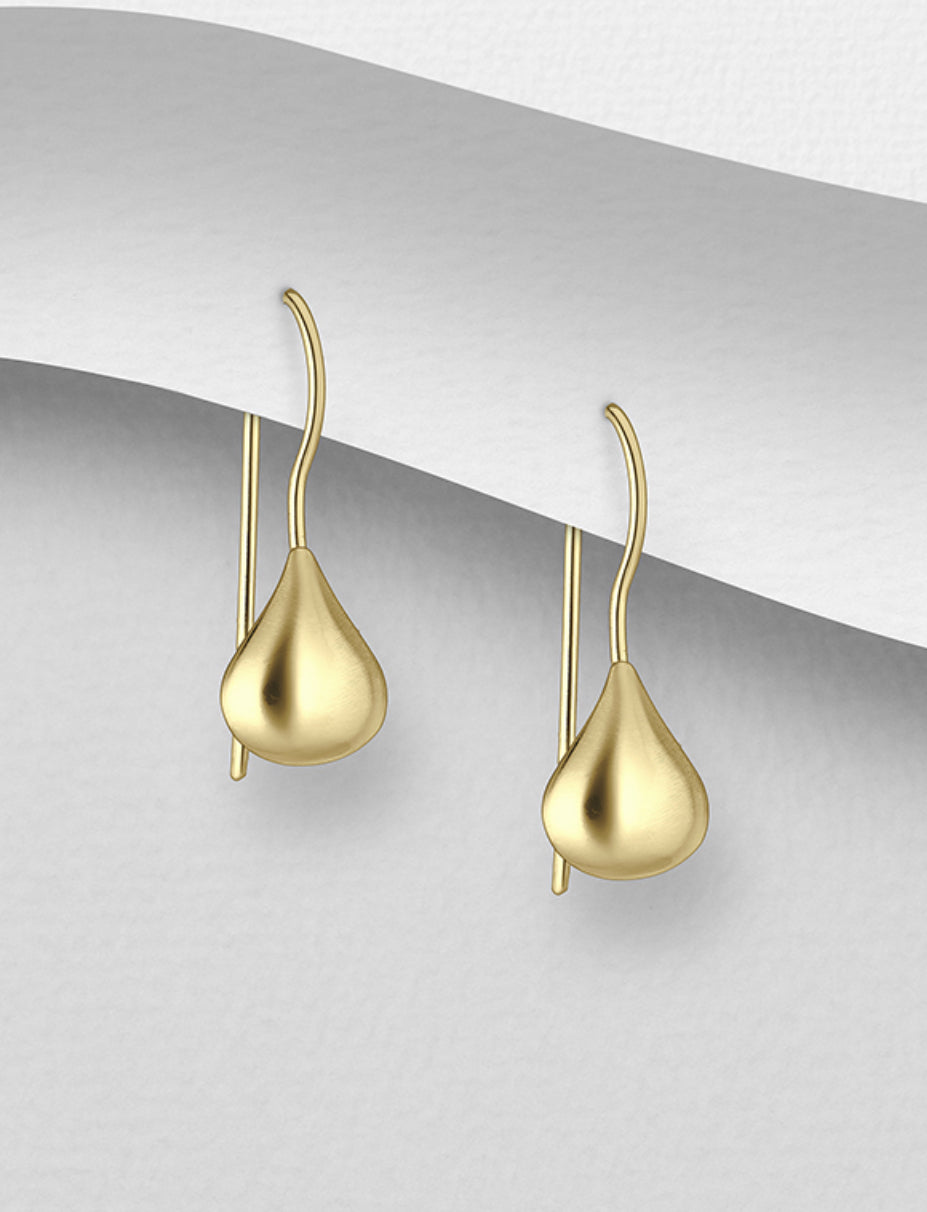 14K Yellow Gold Plated, Sterling Silver Hook Earrings