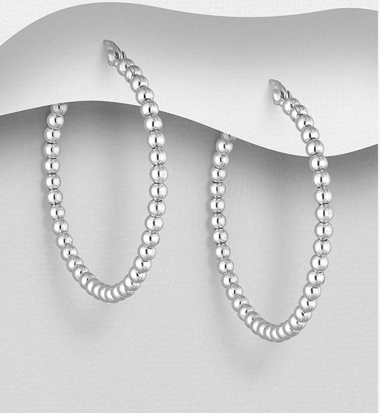 Sterling Silver Ball Hoop Earrings