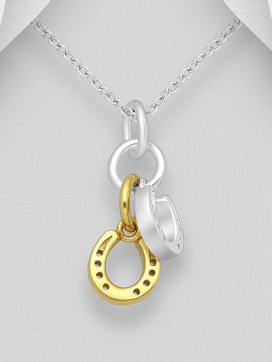 18k Gold-Plated, Sterling Silver Horseshoe Pendant