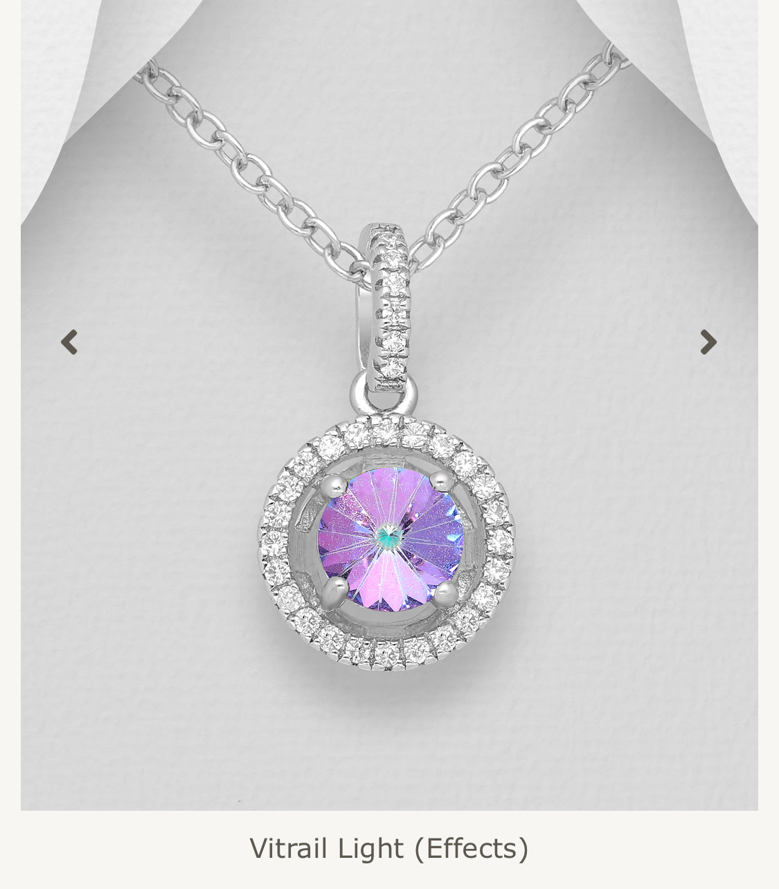 Sterling Silver Halo Pendant, decorated with CZ Simulated Diamonds and Fine Austrian Crystal