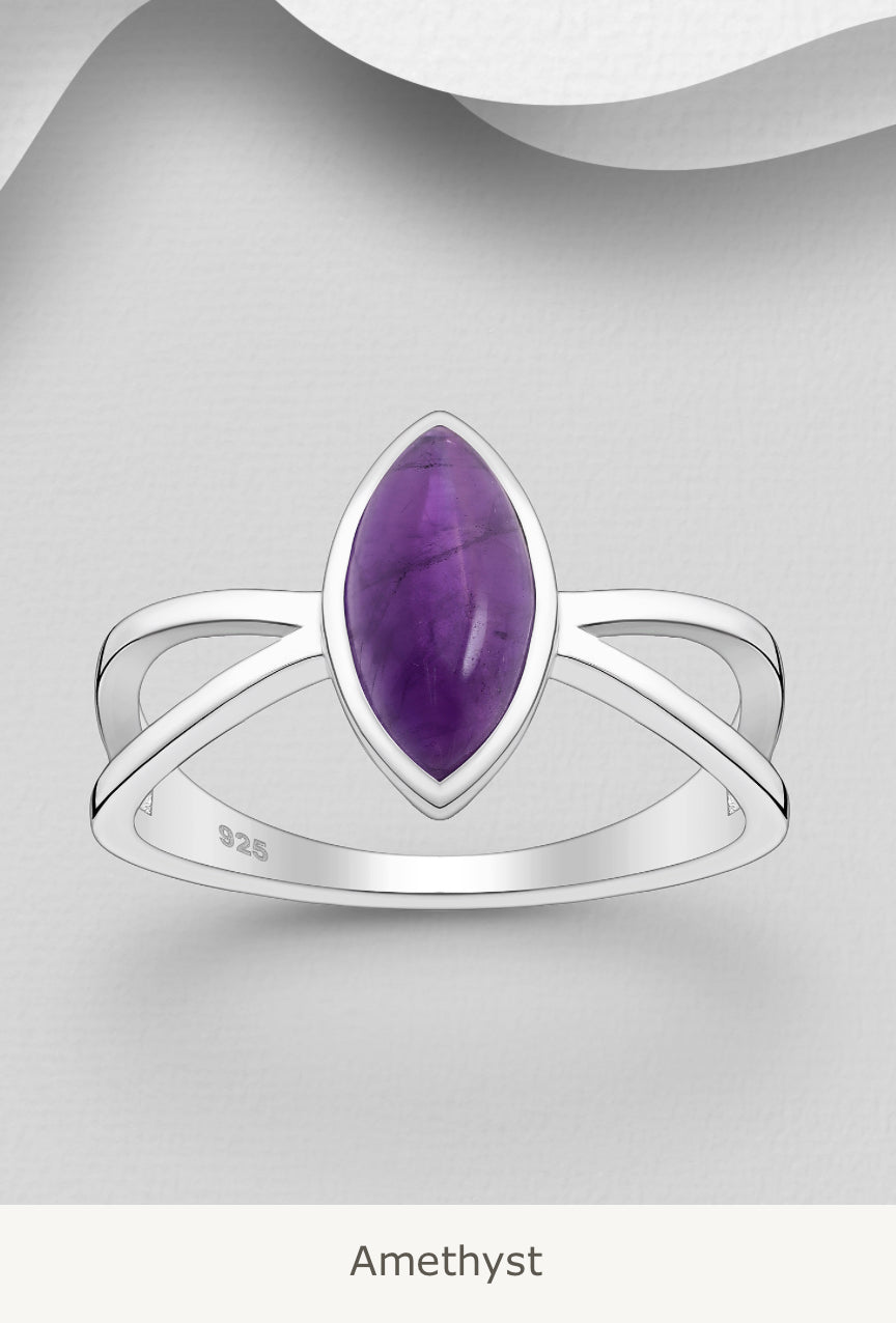 Sterling Silver Ring, decorated with Gemstones