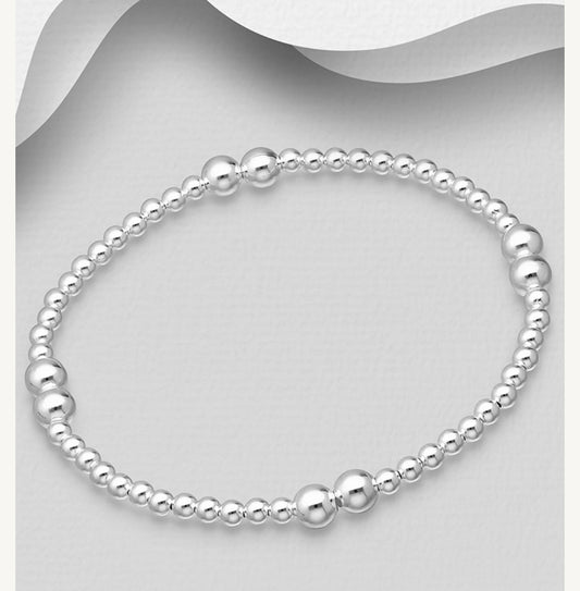 Sterling Silver Ball Stretch Bracelet