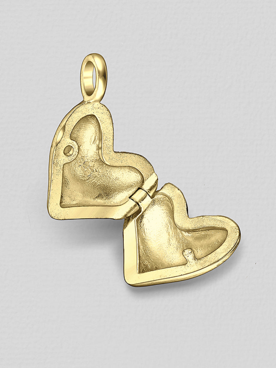 9K Yellow Gold Plated Sterling Silver Heart Locket Pendant