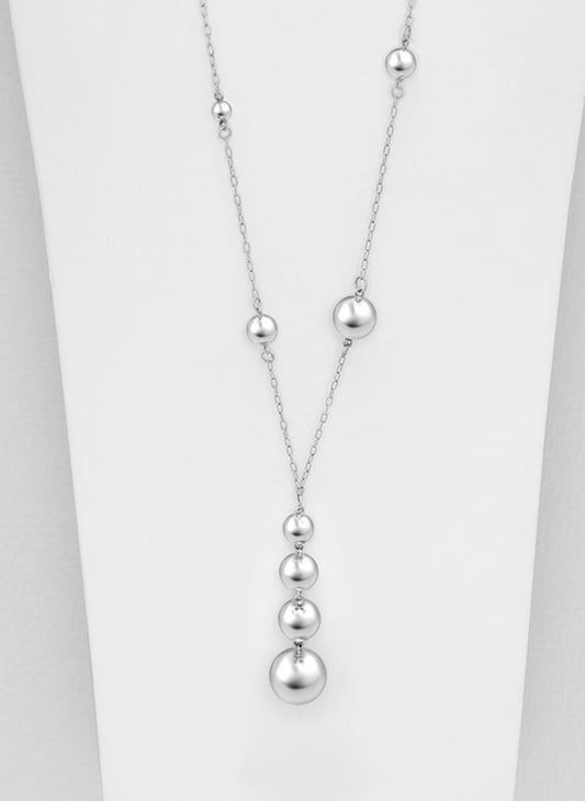 34” Long Sterling Silver Ball Necklace