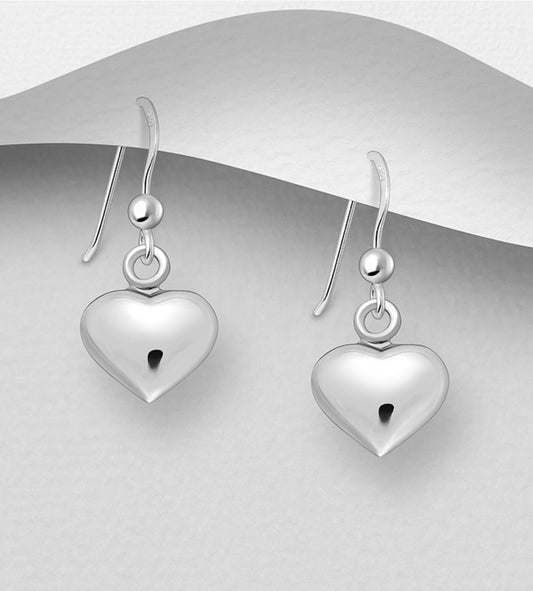 Sterling Silver Heart Hook Earrings