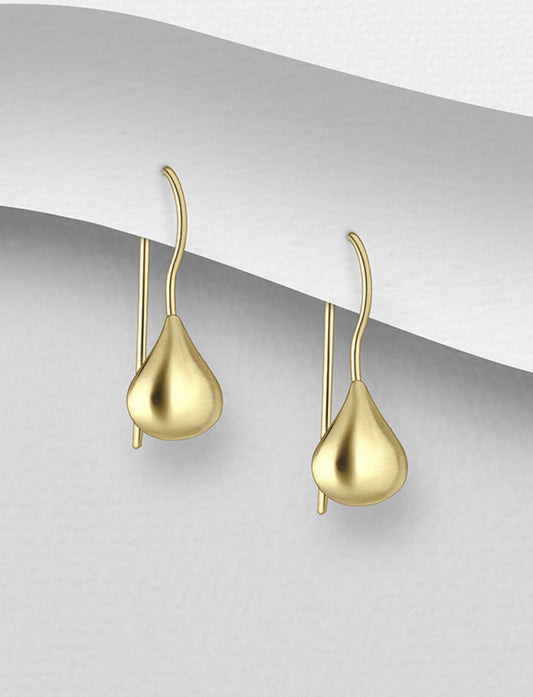 14K Yellow Gold Plated, Sterling Silver Hook Earrings