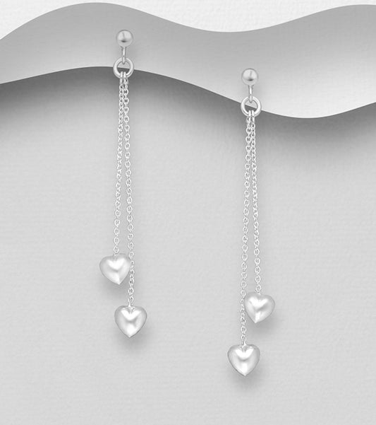 Sterling Silver Heart Push-Back Earrings